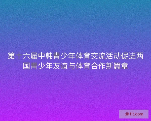 第十六届中韩青少年体育交流活动促进两国青少年友谊与体育合作新篇章